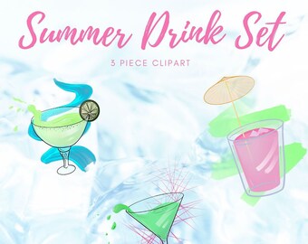 Summer Martini/Margareta Drink 3 Piece Clipart/Scrapbook Invitation Set *INSTANT*