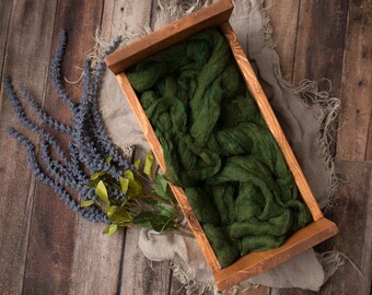 Set of 2 Newborn Baby Bed with Greens and Purple Flowers on Dark Wood with Gray Burlap digital backdrop/digital background