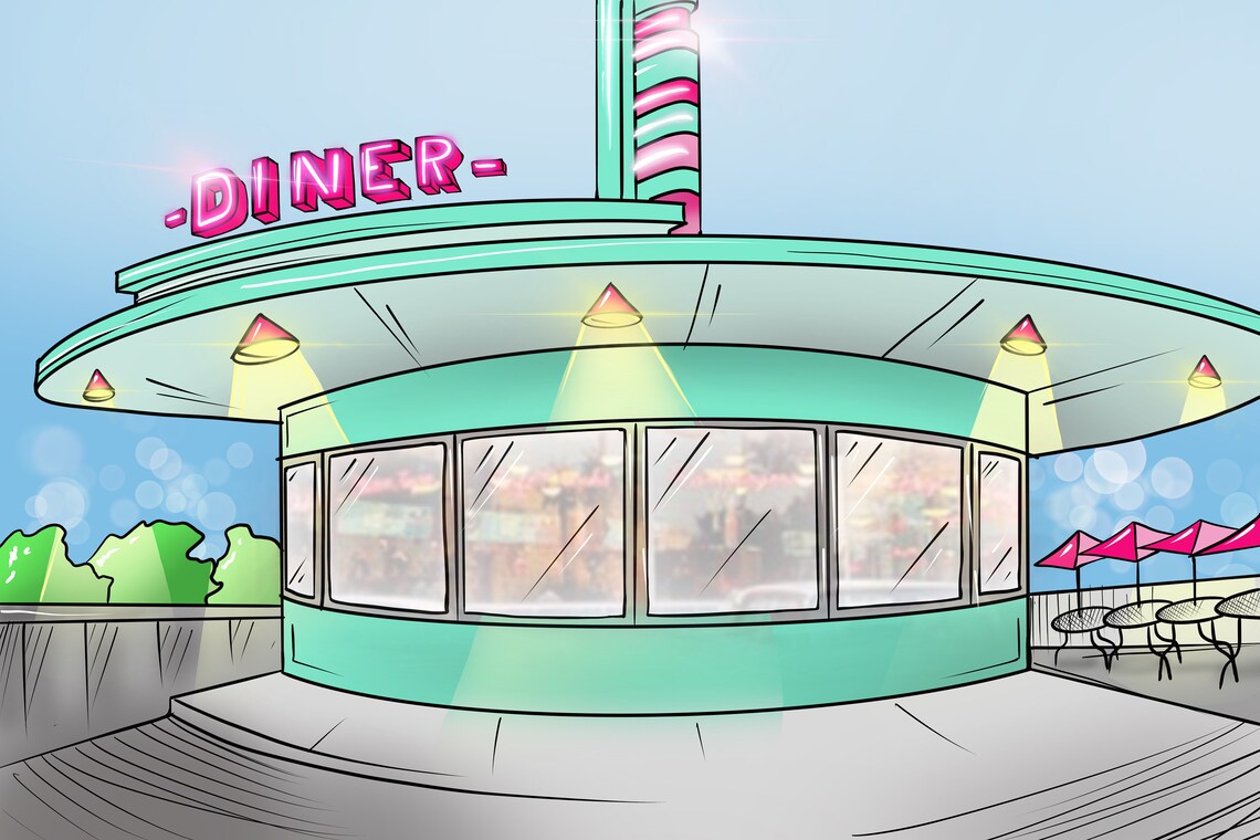 Grease Themed Digital Diner Retro Background/backdrop Etsy