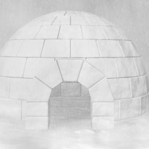 Eskimo in Snow with Igloo Winter Digital Background / Digital Backdrop