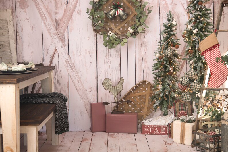 Farmhouse Christmas Digital Background/Backdrop with shiplap | Etsy