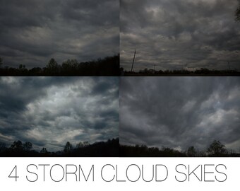 4 överlagringar av stormmoln och himmel