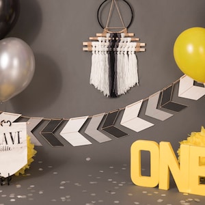 Wild &quot;ONE&quot; 1st birthday digital background/digital backdrop arrows, yellow, gray, and black