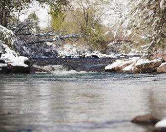 Snowy Spring/River in the Mountains Digital Print