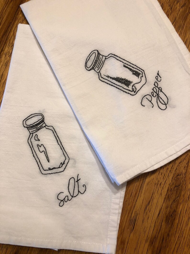 Hand Embroidered Tea Towels Set of 2