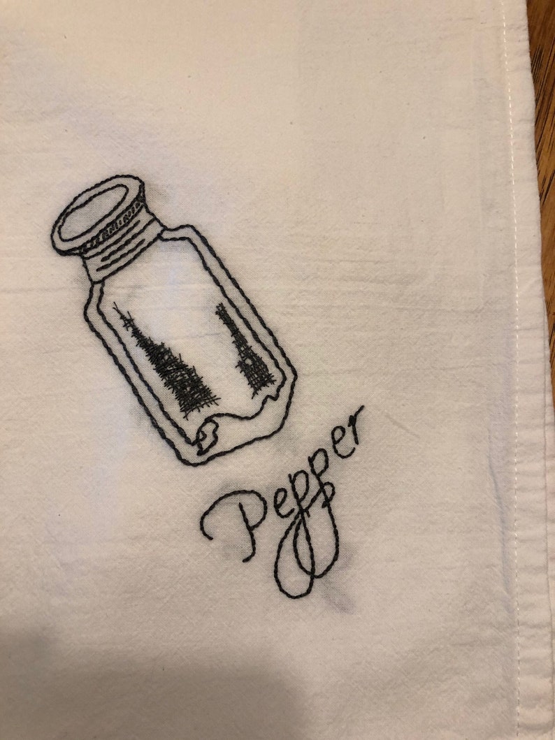 Hand Embroidered Tea Towels Set of 2