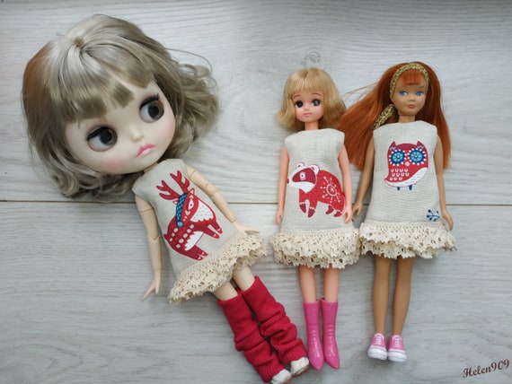mini dress cat for Neo Blythe Ruruko Elfdoll Hana,Skipper Blythe licca