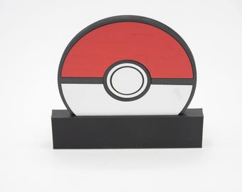 Pokeball Inspired Wood Painted Coaster
