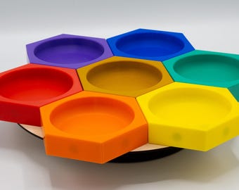 Magnetic Hex Board Game Component Tray Rainbow Collection (Set of Seven)