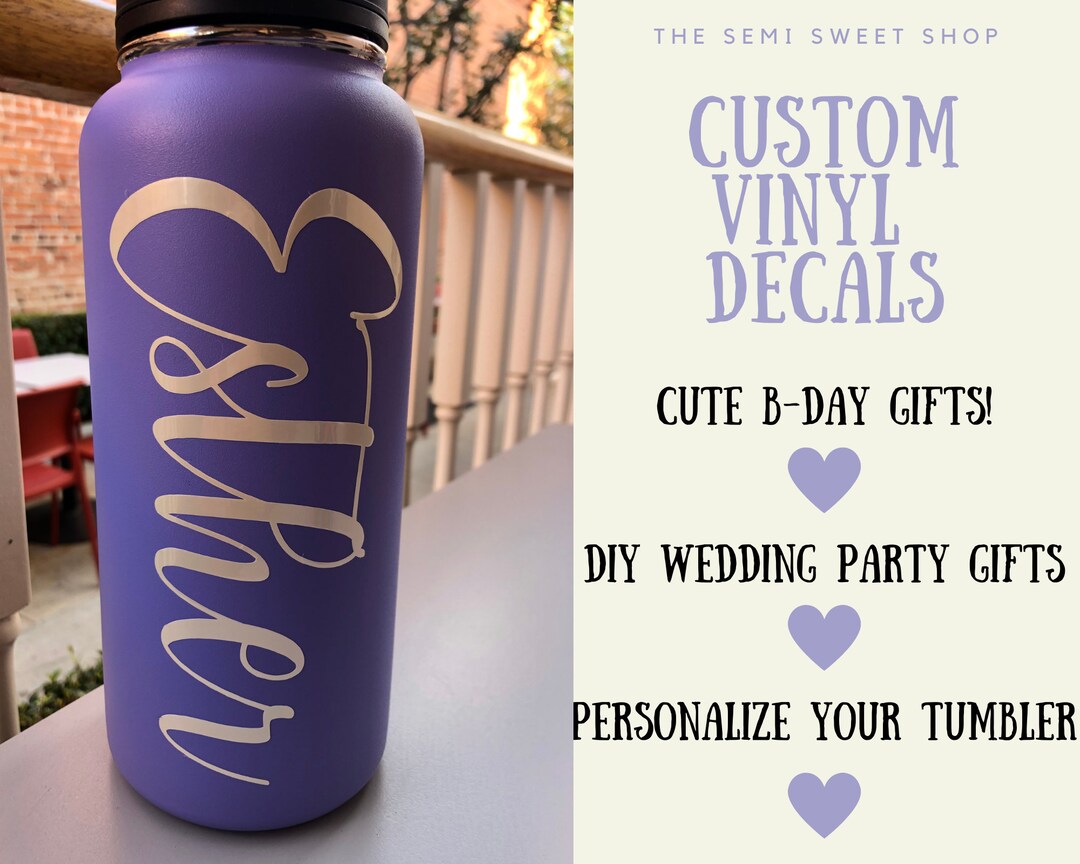 Personalized Name Vinyl Decal | Water Bottle Decal | Personalized ...