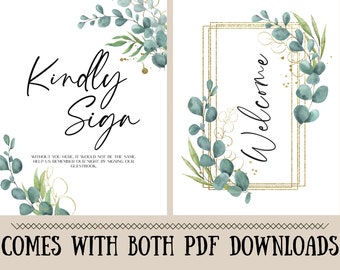 Wedding Welcome Sign Download, Kindly Sign Wedding Sign Download, Please Sign Guestbook Sign, Wedding Signage PDF Download, Wedding Signs