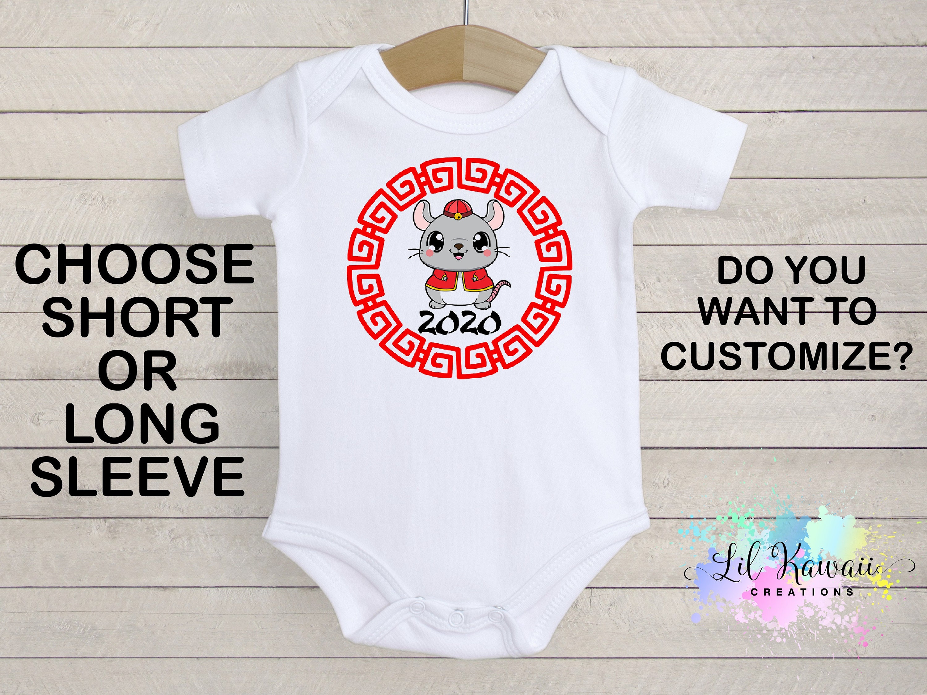 Year of The Rat Onesie Cute Baby Onesie Chinese New Year Etsy