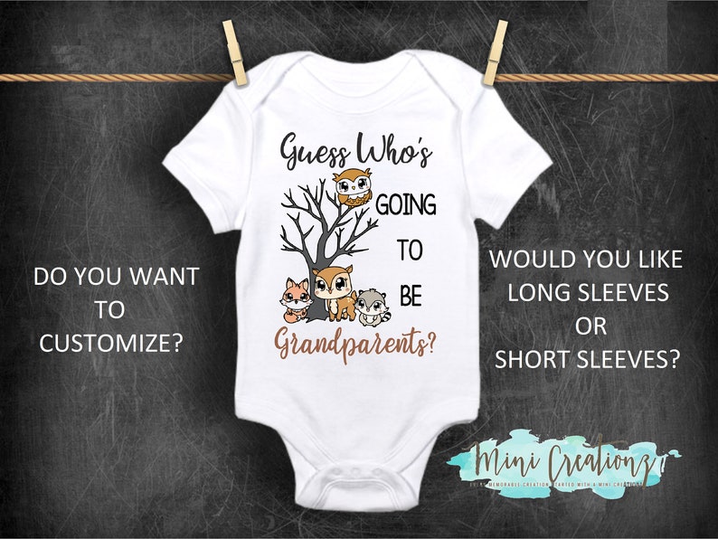 Grandparent Onesie Cute Baby Onesie Baby Reveal Onesie Owl Onesie Pregnancy Onesie Guess Who/'s Going To Be Grandparents? Onesie\u00ae