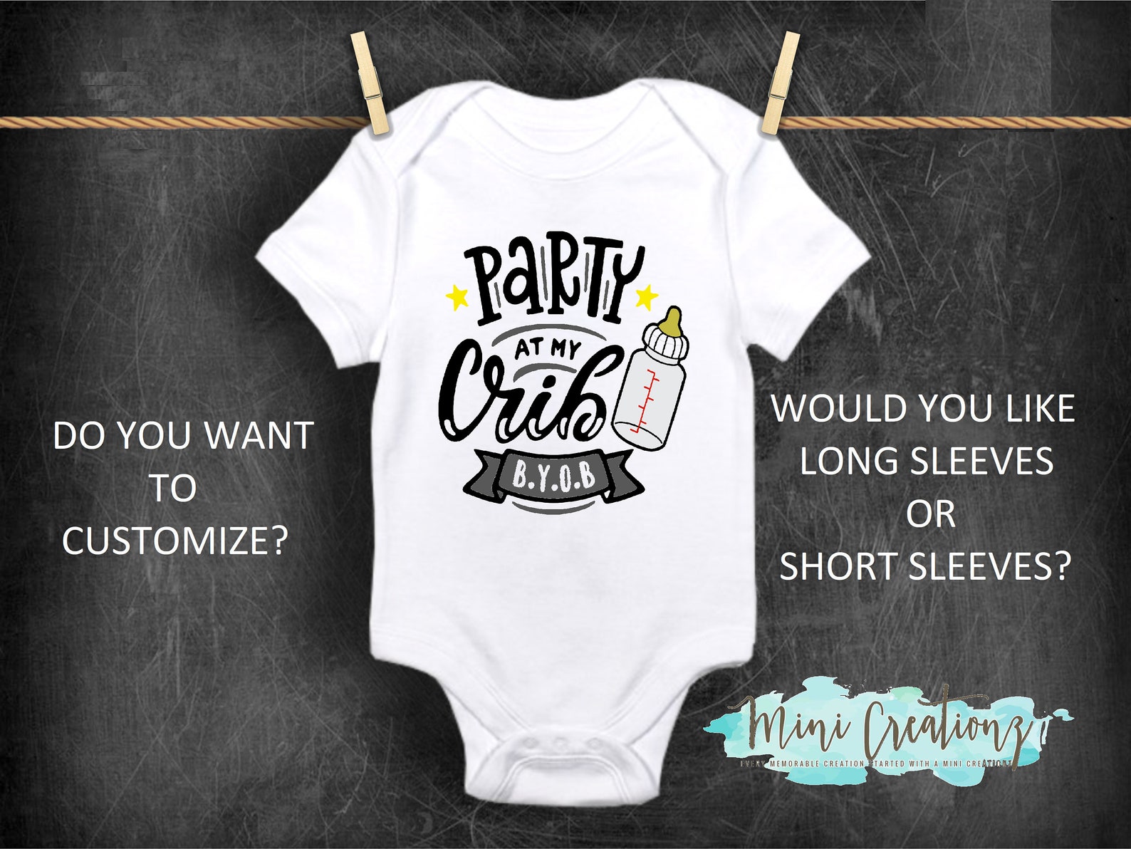 Party At My Crib BYOB Onesie® Cute Baby Onesie Baby Reveal Etsy