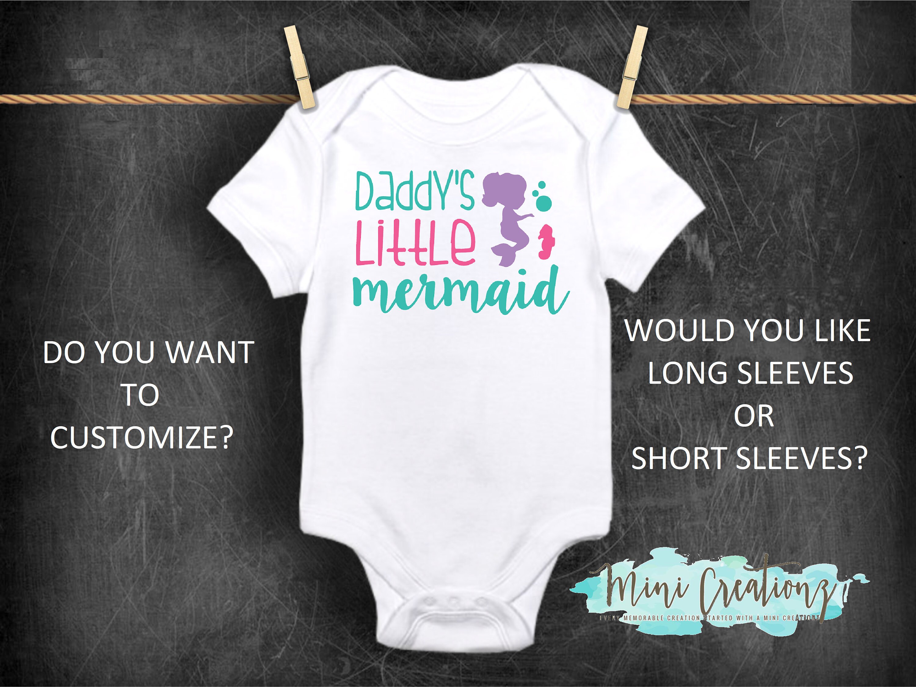 Daddy's Little Mermaid Onesie® Cute Baby Onesies Mermaid Etsy