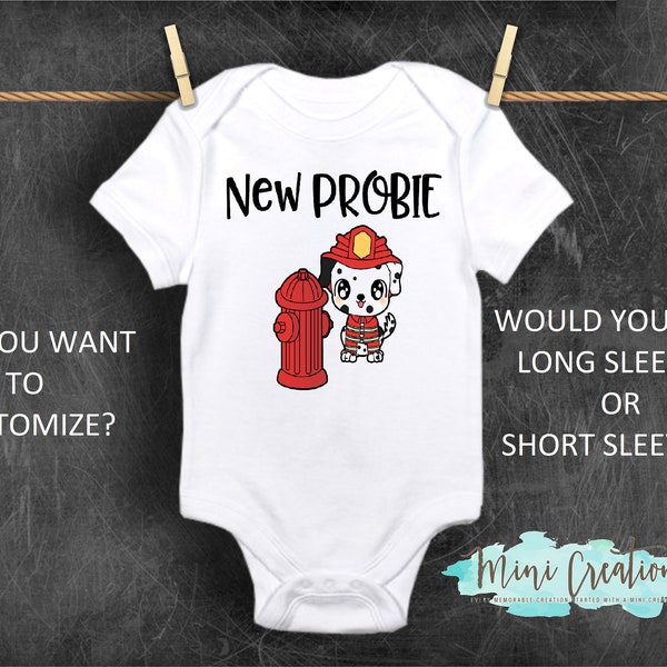 thumbnail image 2 of Rapunzie Baby Bodysuit – Daddy's New Probie Firefighter Onesie, 100% Cotton 2 of 3
