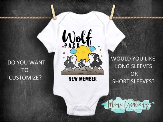 Ink Trendz Newest Member to The Wolfpack Cotton Infant Baby Bodysuit Romper