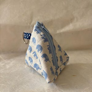 Elephant Coin Purse with Key Ring – Pyramid Zipper Purse– Small Change Purse, Gift for Her