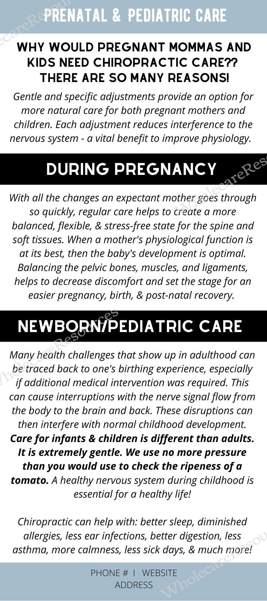 Chiropractic Care Rack Card Pregnancy and Pediatrics - Etsy