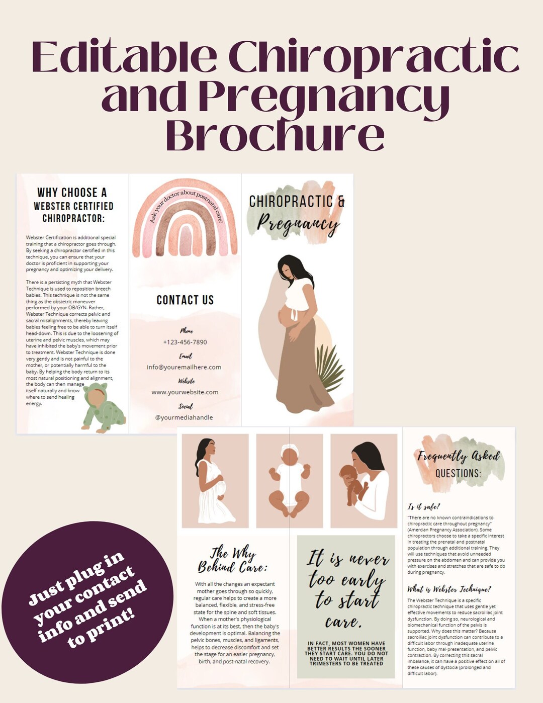Chiropractic Pregnancy Customizable Brochure Digital Delivery, Custom ...