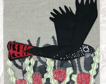 Red-Tail Cockatoo Textile Wall Art