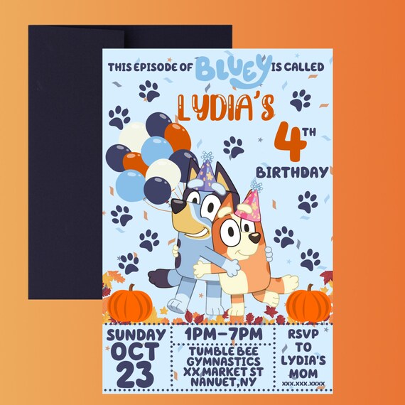 Bluey Verjaardag Bluey Verjaardag Uitnodiging Bluey - Etsy België