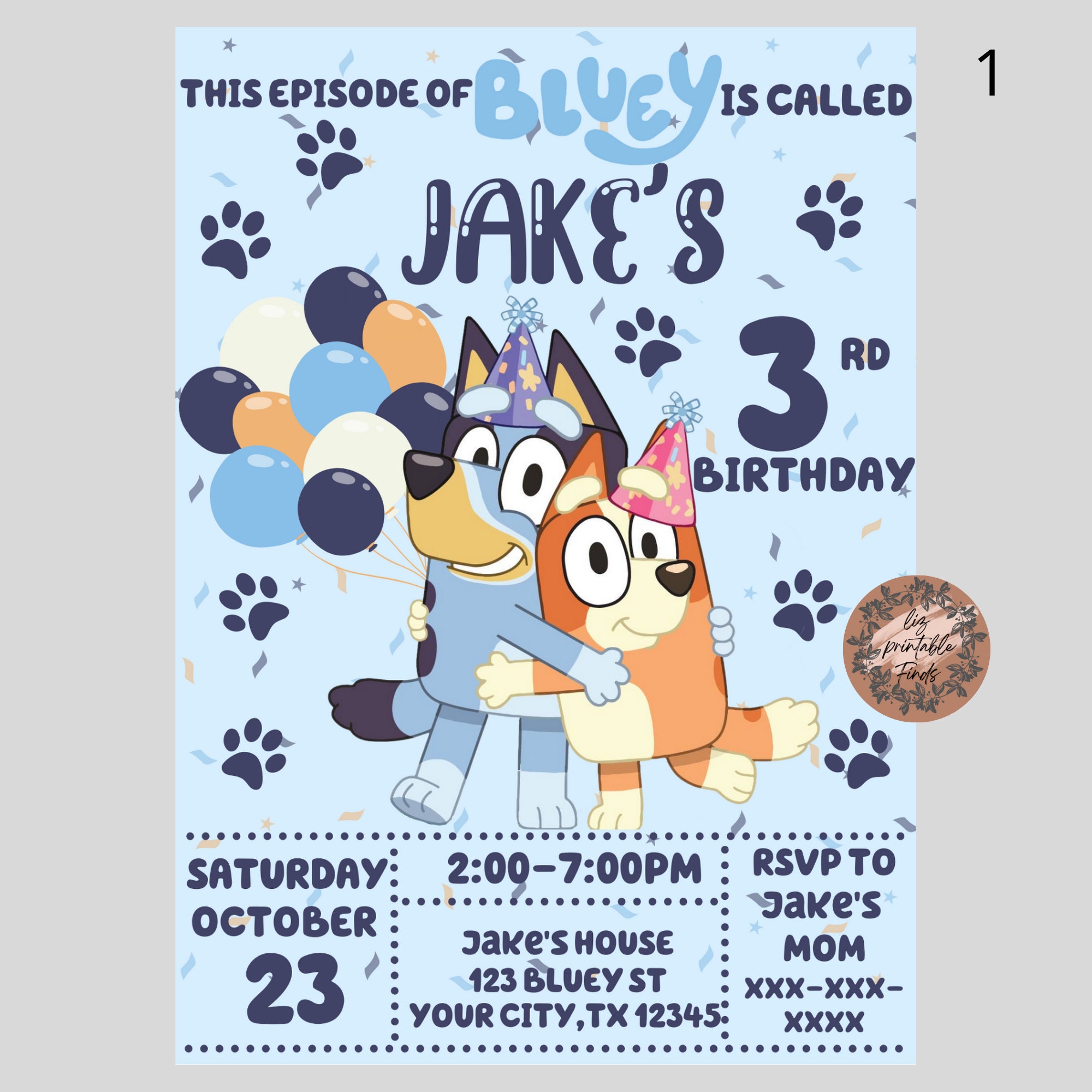 Blue Kids Birthday Party Invitation Personalized Invitation - Etsy