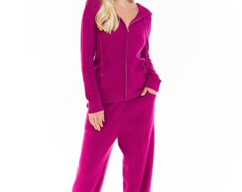 Cashmere Tracksuit Set Fuchsia