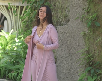 Bamboo Drape Haussement d’épaules Au large du bois de rose \ Kundalini \ Eco \ Long Layer \ Eco Friendly \ Wrap \ Léger \ Bolero \ Stretch \ Tantra \ Tantric