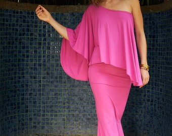 Bamboo Side Slit Skirt Lipstick Pink \ Side Split  \ Maxi Skirt \ Pencil Skirt  \ Fitted Skirt \Comfortable Skirt  \ Tantra \ Tantric