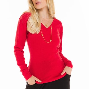 Cashmere V-Neck Top Red