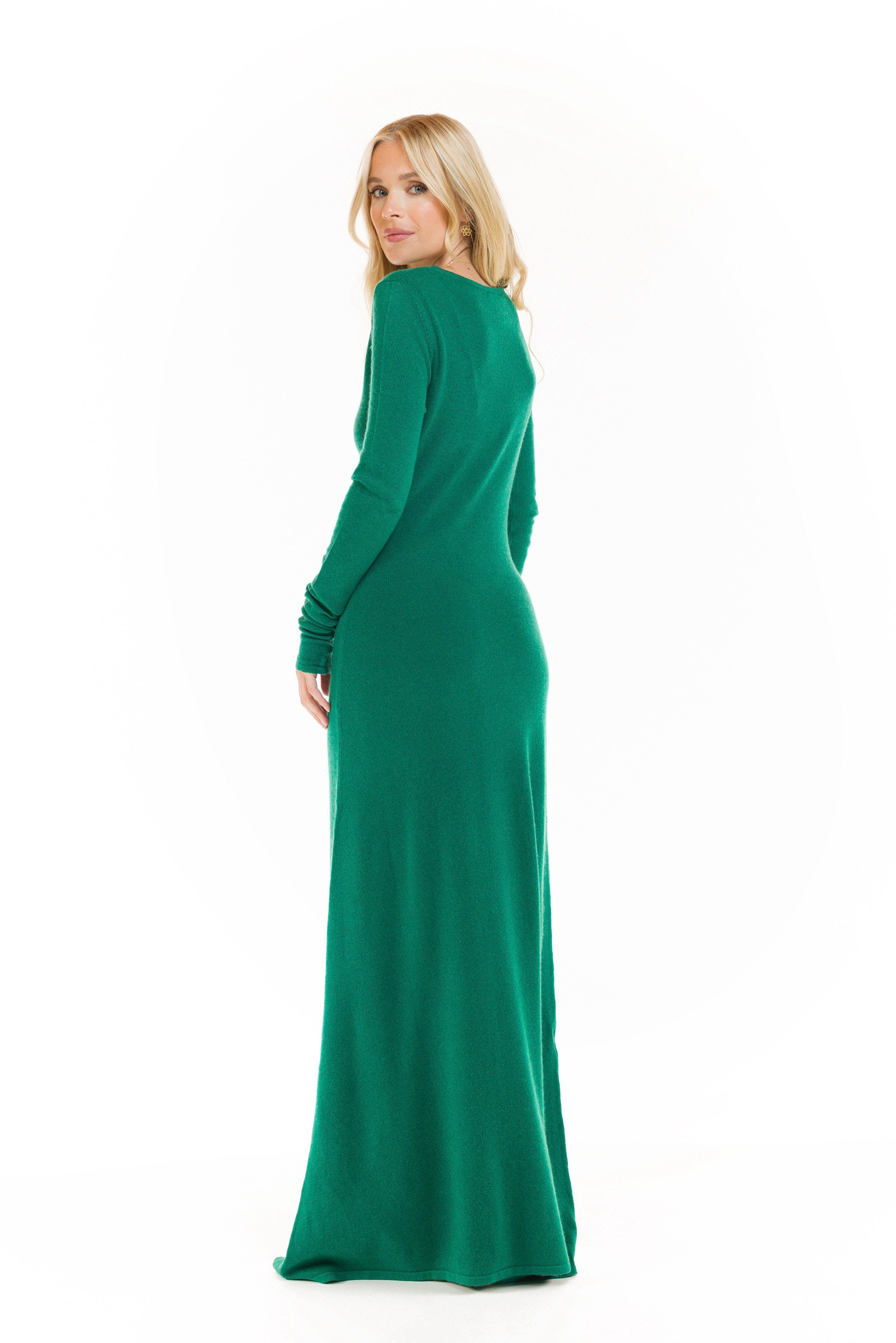 cashmere dress green Womens Jigsaw Green Merino Cashmere Tie Dress L (US 12-14)