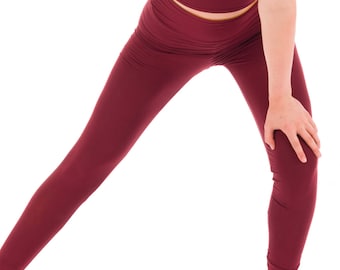 Reversible Leggings Burgundy-Tibetan Yellow