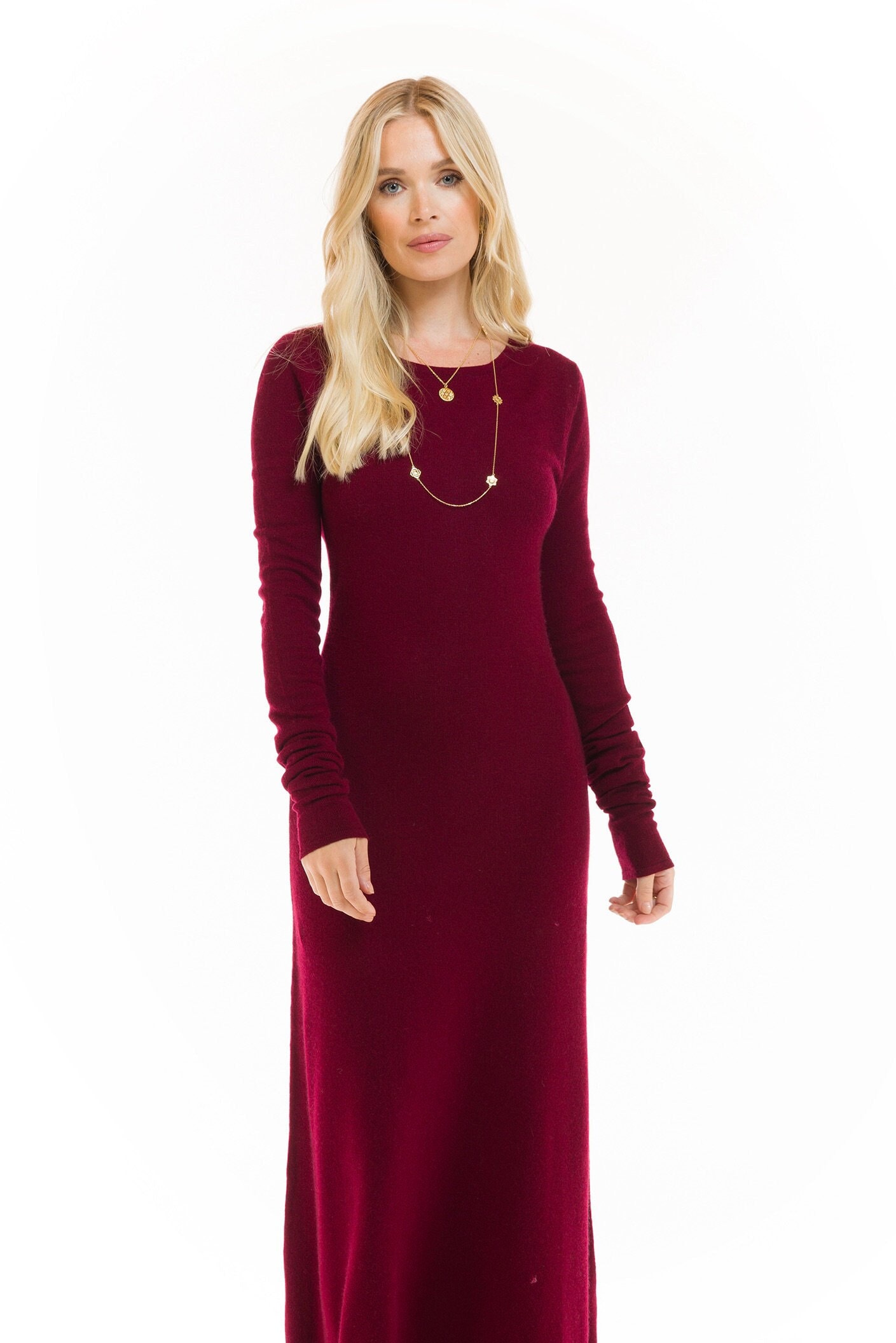Cashmere Maxi Fitted Dress Burgundy - Etsy