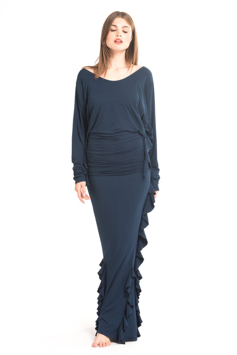 Bamboo Spanish Skirt Black \\ Latin Skirt \\ Tango Skirt \\ Hand Made \\ Ruffle Skirt \\ Frill \\ Maxi Skirt \\ Tantrica \\ Tantra \\ Tantric