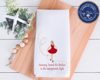 Taylor Inspired Kitchen Towel, Dancing &#39;Round the Kitchen Towel, All Too Well,  Hand Towel, Great Christmas or Birthday Gift, Swifty Fan