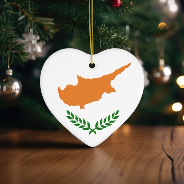 CYPRUS Christmas Ornament Heart Shaped Ornament Cypriot Home Decor Cypriot Christmas Gift Cyprus Flag Ornament Christmas Gift