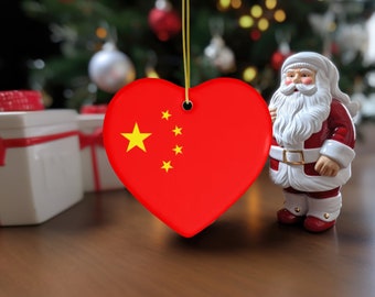 CHINA Heart Shaped Ceramic Christmas Ornament