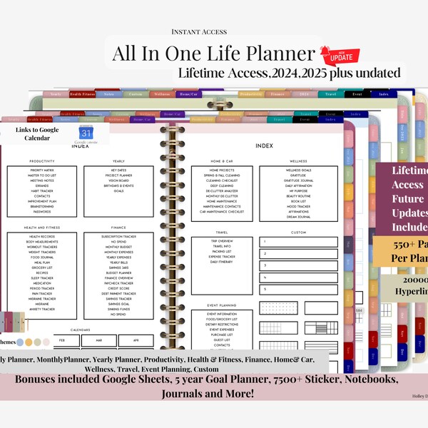 2024 Ultimate Digital Life Planner, GoodNotes Planner, iPad Planner, Android Planner, Hyperlinks planner, ADHD Planner,  Family Planner,