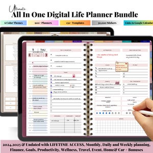 2025 Undated Digital Planner for iPad & Android, All-In-One Hyperlinked GoodNotes Planner, ADHD Family Organizer