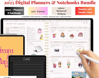 All-in-One 2025  Digital Planner & Notebook Bundle| Digital Planner, Weekly, Daily Planner, Notability, Goodnotes Template, Digital Notebook