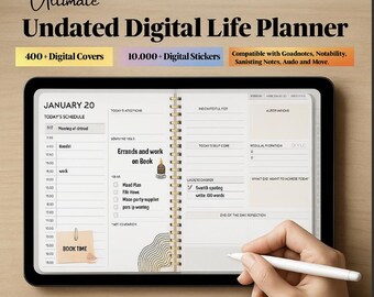 Undated Digital Planner & Journal for Goodnotes and Notability – Daily, Meal, Goal Planning, Budget Tools, All-in-One Template Gift