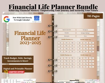 2023-2025 Ultimate Financial Life Planner | Digital Personal Budget & Wealth Organizer | Debt Payoff, Net Worth Tracker, Savings Challenge