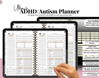 ADHD Autism Planner Digital Daily & Weekly Organizer with Habit, Mood Behavior Tracker, To-Do List, Brain Dump  Finance Pages Gift GoodNotes