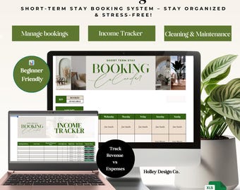 Airbnb Booking Spreadsheet and Host Organizer | Guest Calendar, Income Tracker, Cleaning Log | Google Sheets & Excel Template