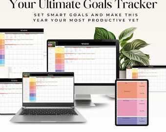 Ultimate Goals Tracker SMART Goal Planner Digital Yearly & Monthly Goal Setting Financial Goals Health Goals Business Goals Life Goals