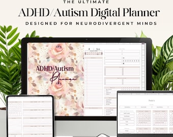 Cyfrowy planer ADHD Autyzm dla osób z zaburzeniami neurologicznymi Dzienny tygodniowy miesięczny organizer Śledzenie nawyków, dzienniki nastroju i zachowań, budżet czasu spędzanego przed ekranem