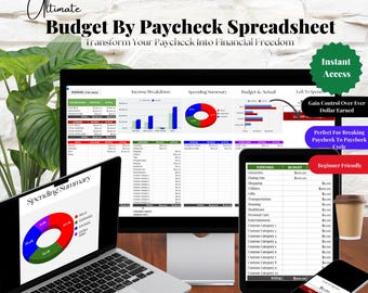 Budget nach Gehaltscheck Budget Tabelle | Google Sheets Budget Vorlage | Gehaltsliste | Zweiwöchentliche Budgetierung | Monatliches Budget| Ausgaben-Tracker