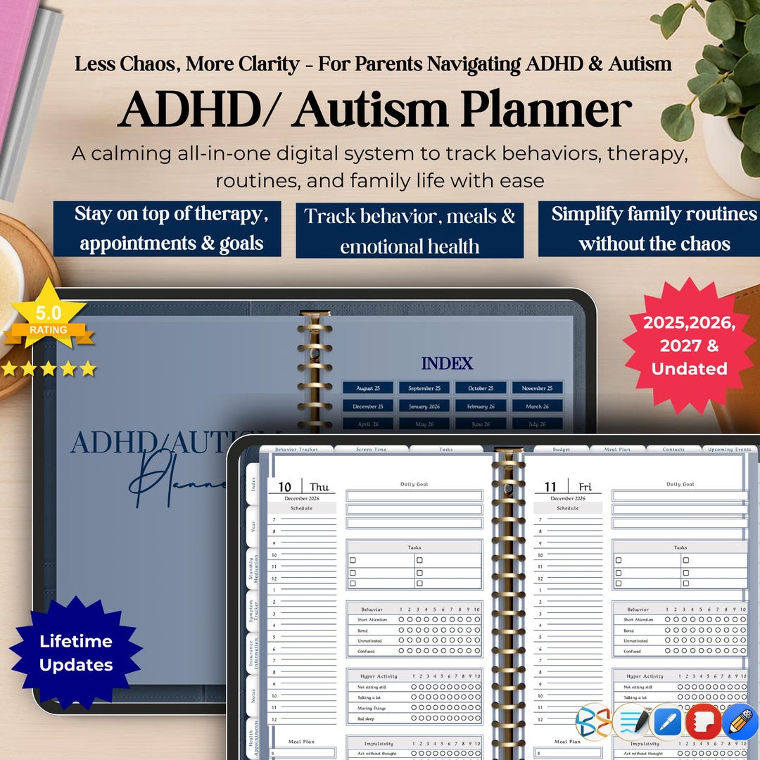 2025-2027 ADHD Autism Planner | Daily Weekly Organizer With Health ...