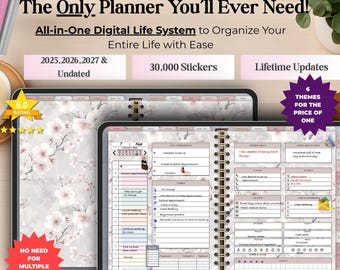 Digital Life Planner 6-in-1 Bundle 2025-2027 |Daily, Weekly, Monthly + Undated Hyperlinked| iPad GoodNotes & Bonuses|Notability|Planner Gift